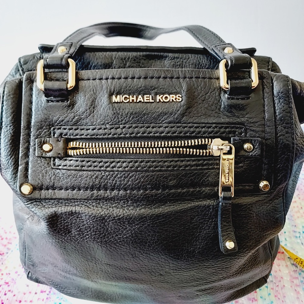 🤍🩵Michael Kors>>>Black Large Gilmore Leather Satchel Handbag Purse - Picture 12 of 12